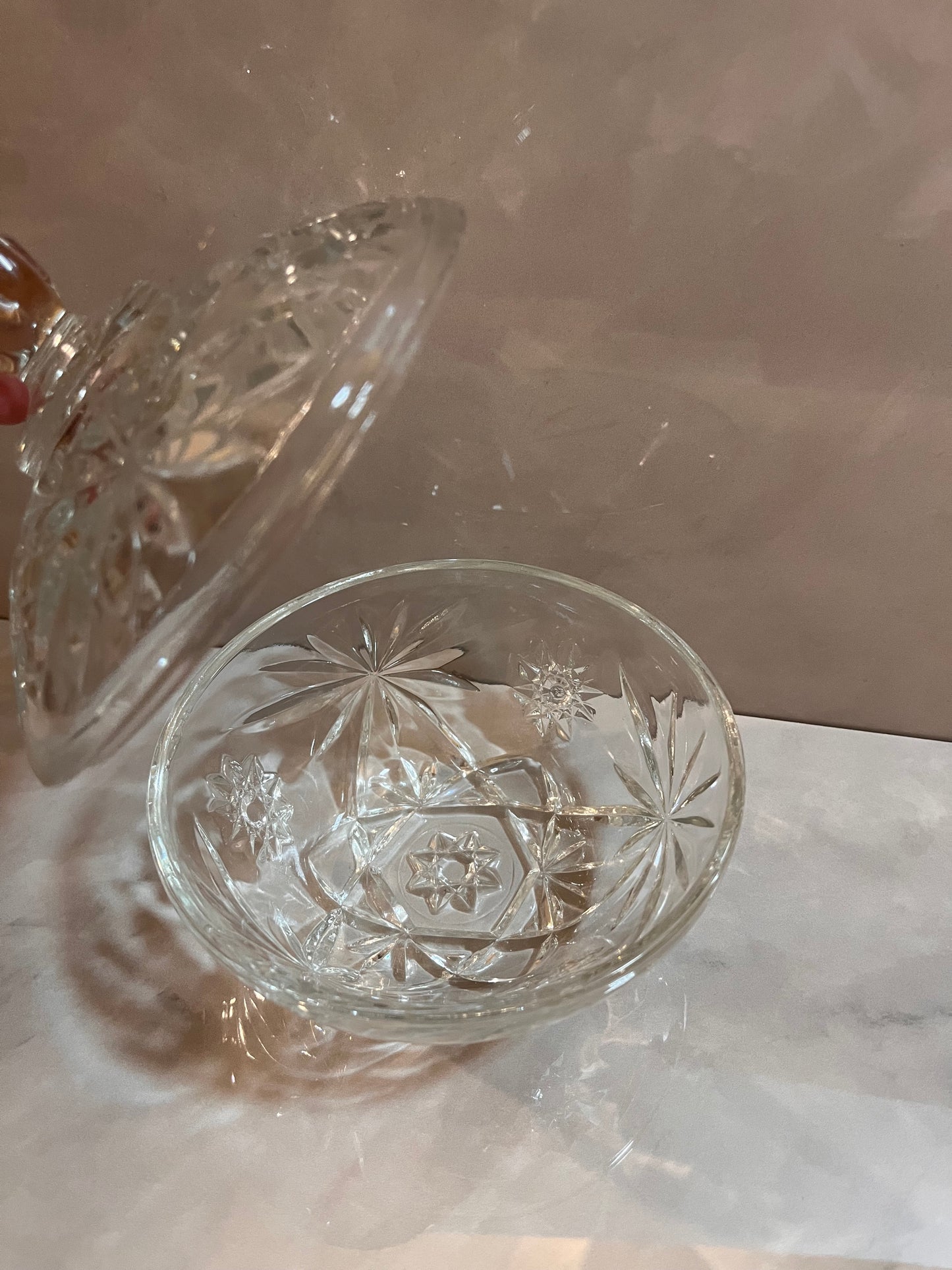 Vintage 1980s Crystal Candy Dish with Lid