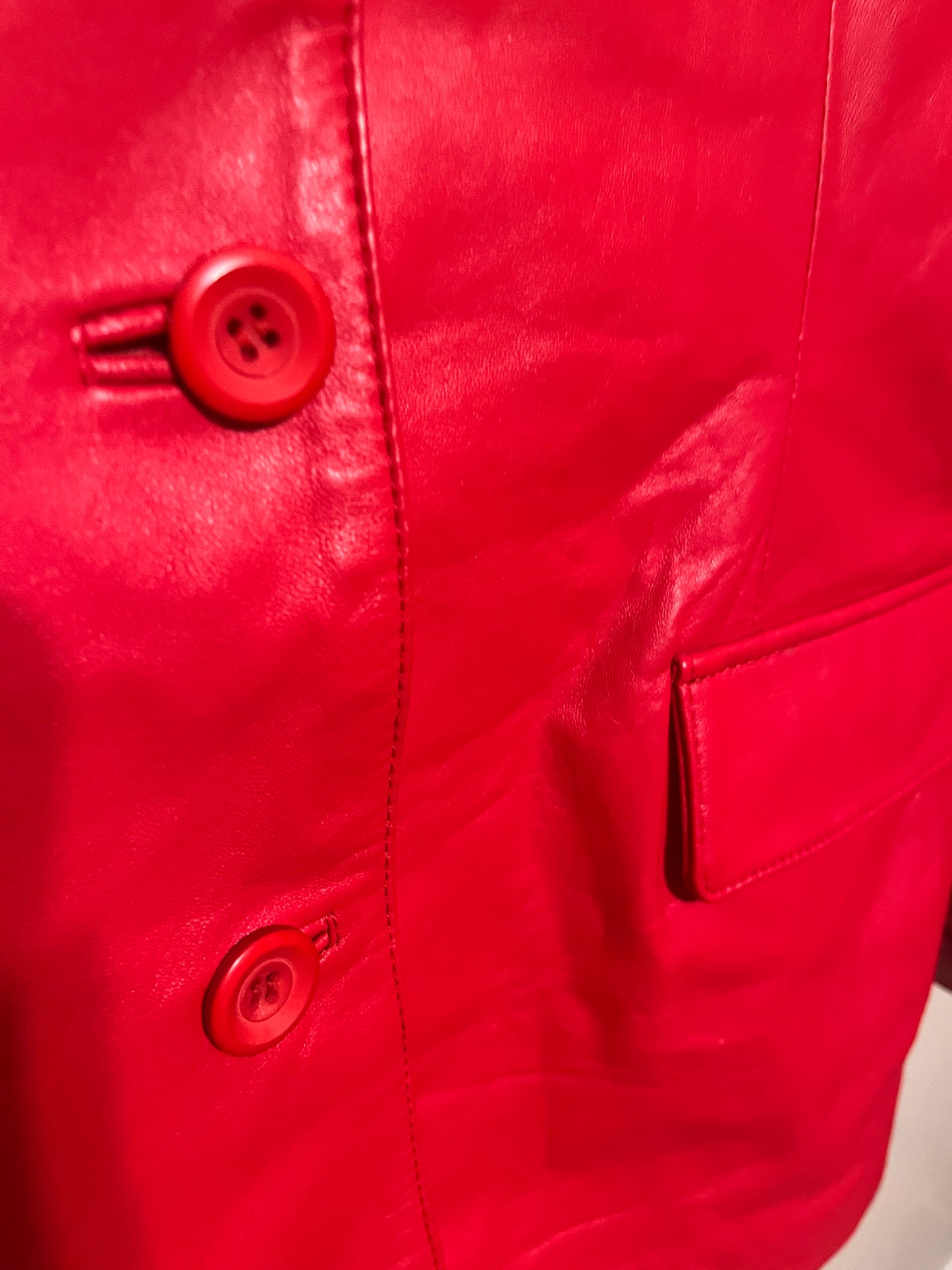 Vintage Shebang New York Leather Jacket Red Leather 1980s