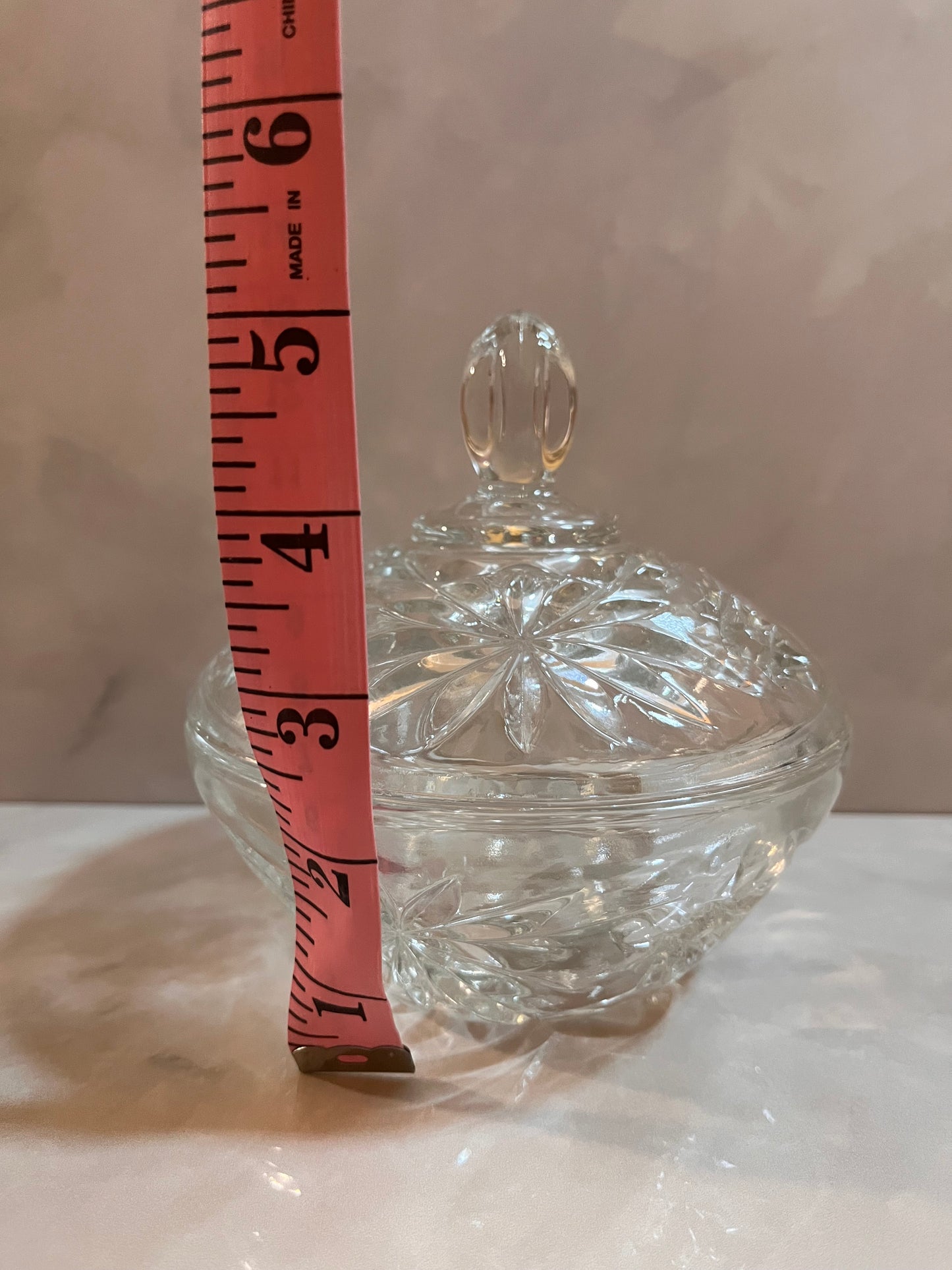 Vintage 1980s Crystal Candy Dish with Lid