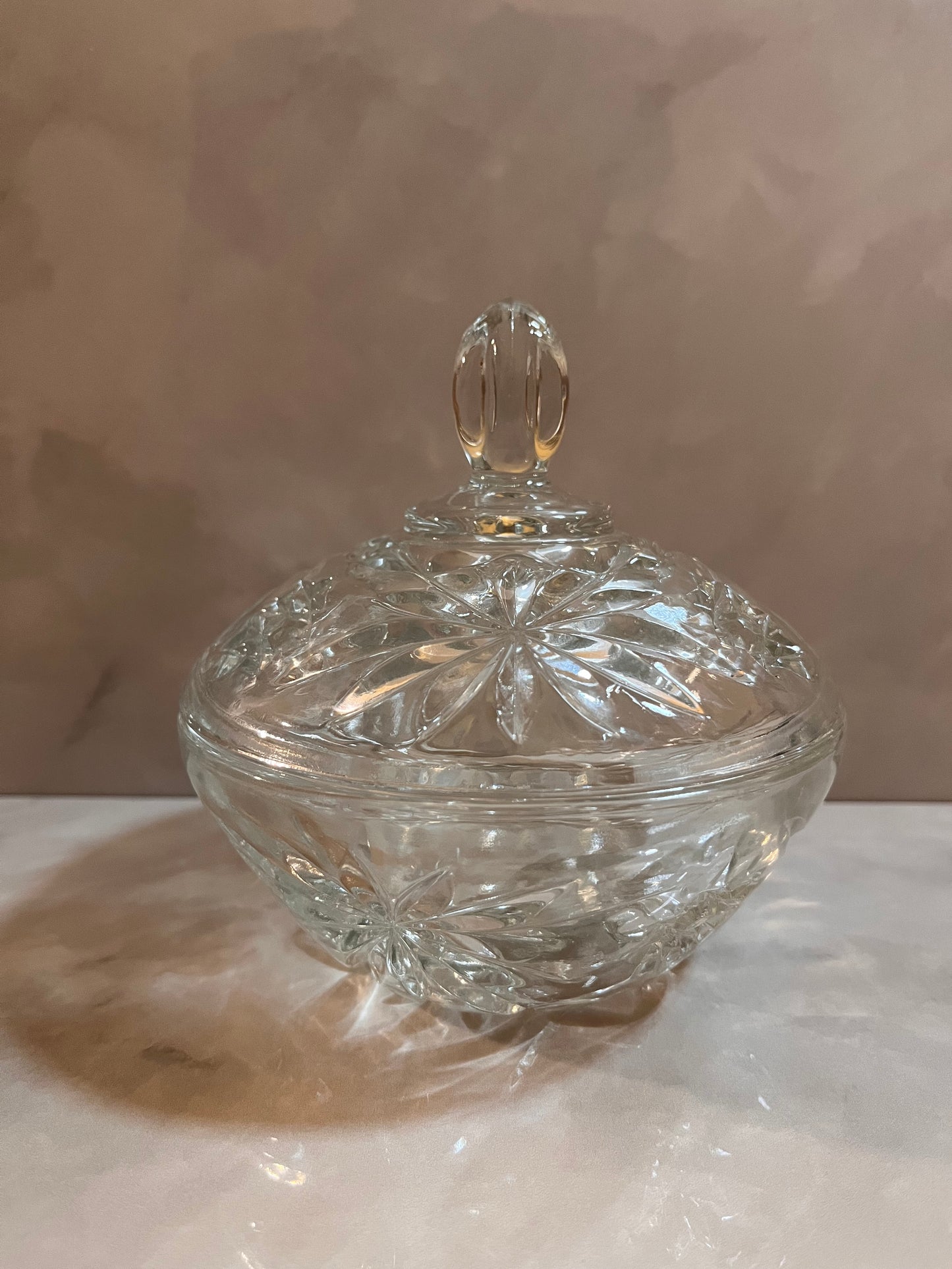 Vintage 1980s Crystal Candy Dish with Lid