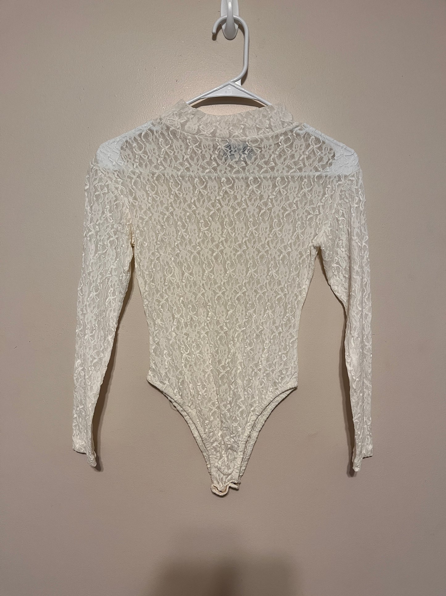 Vintage White Sheer Lace Bodysuit