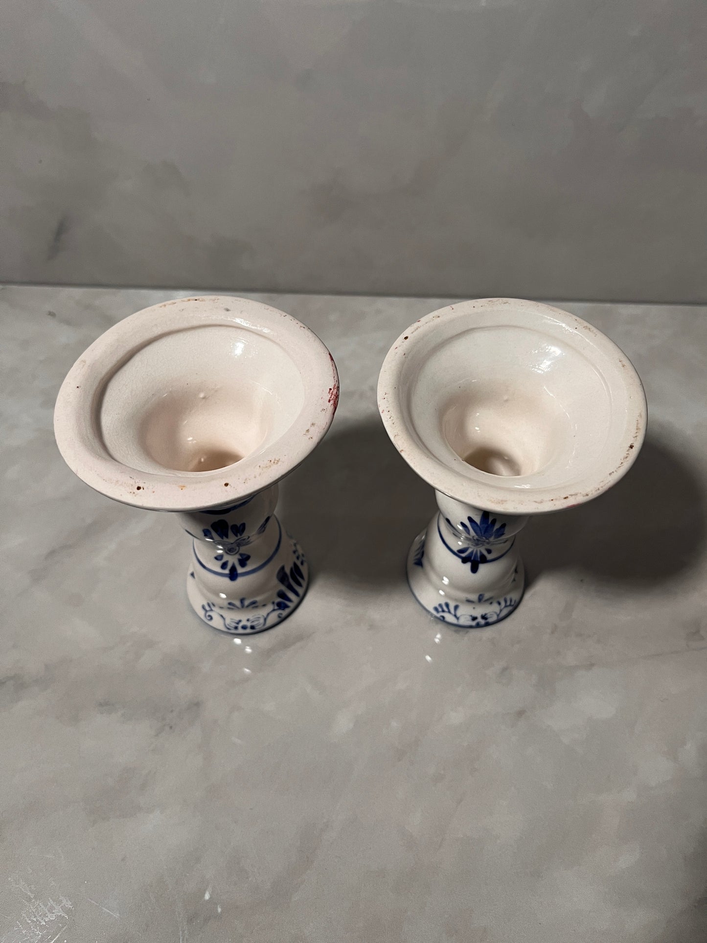 Vintage Inspired Royal Delft Candlesticks 2 Pair