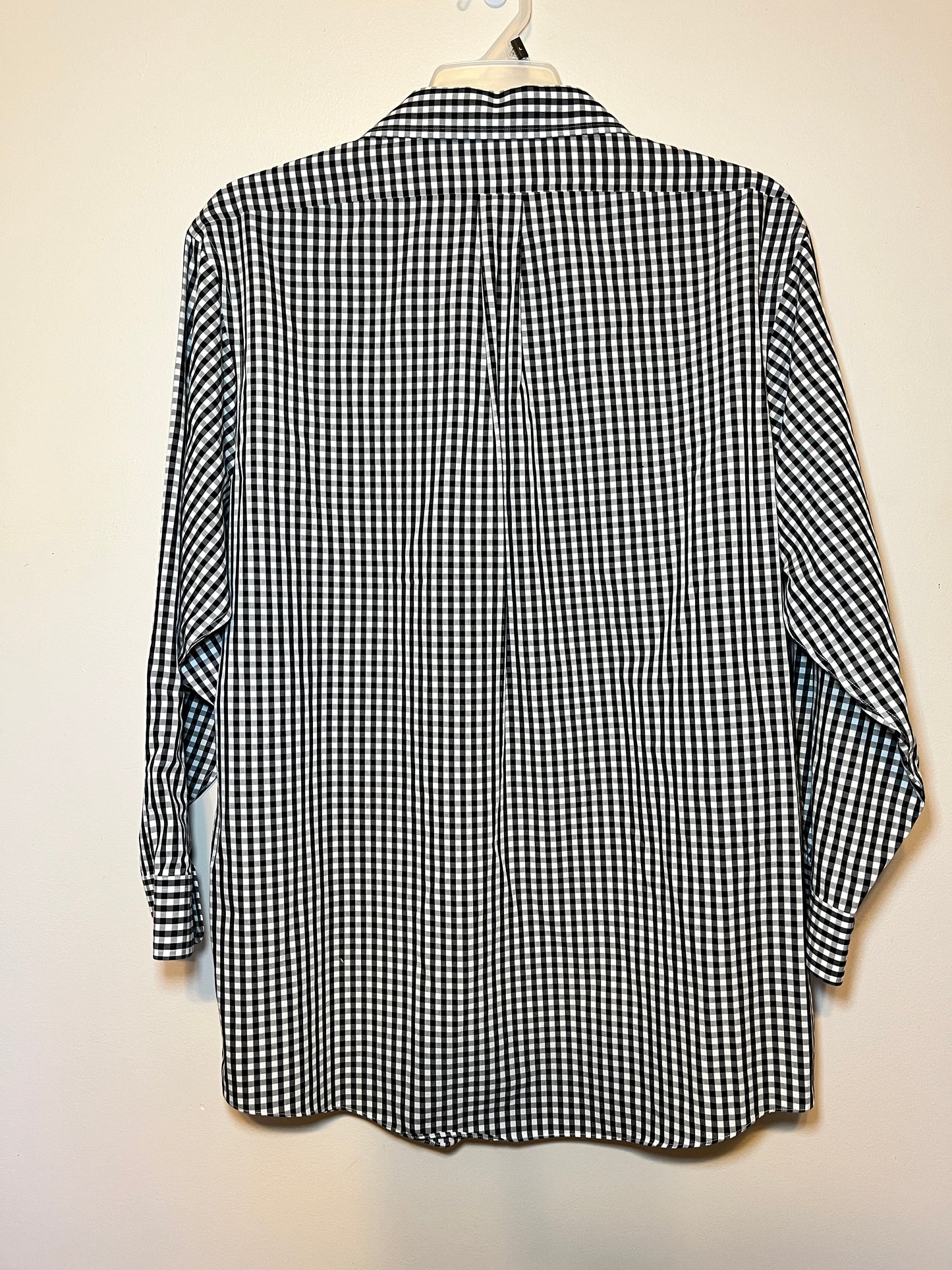 Brooks Brothers Black White Checker Plaid Cotton Wool Shirt Size 17 1/2-23