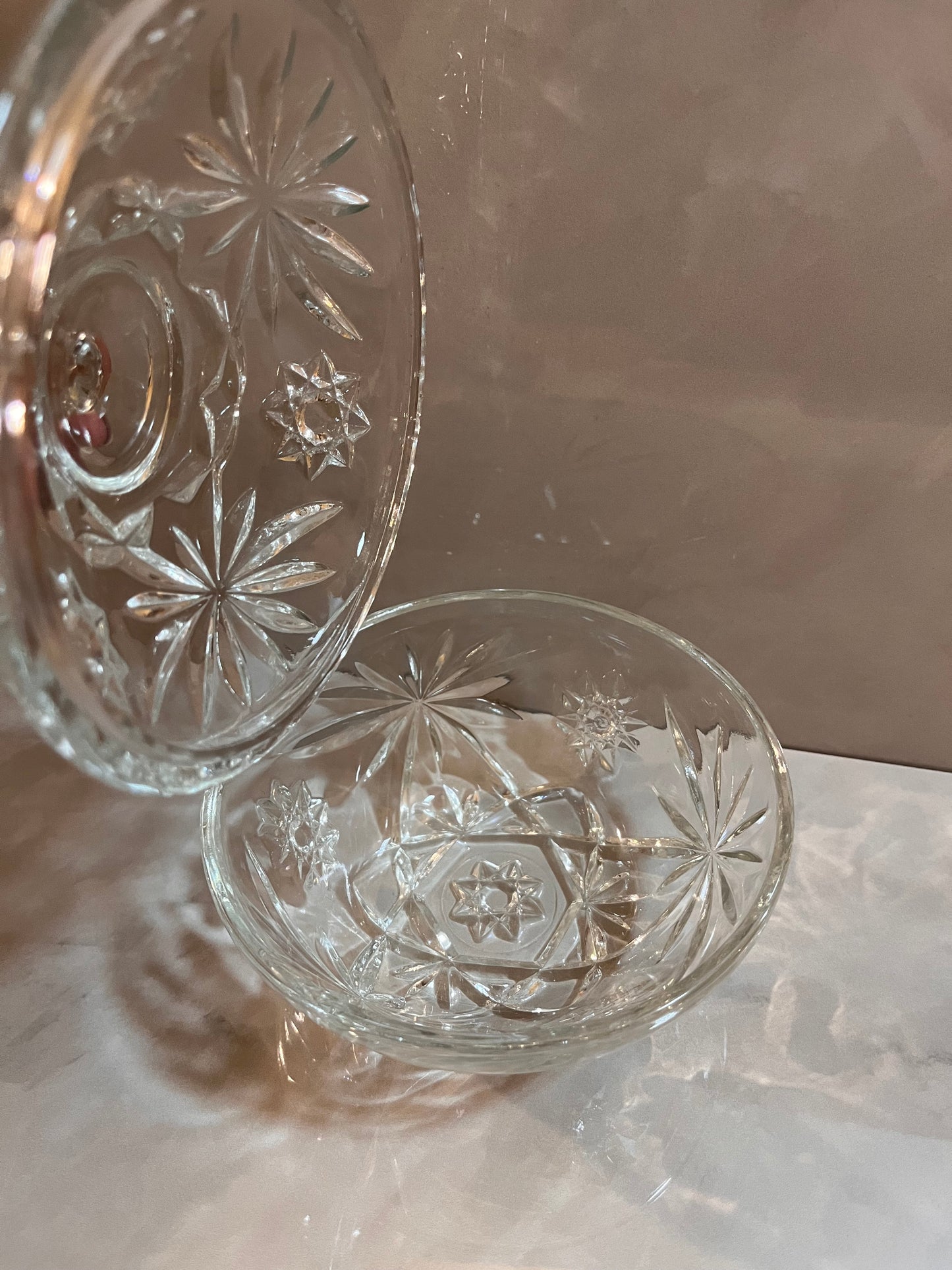 Vintage 1980s Crystal Candy Dish with Lid