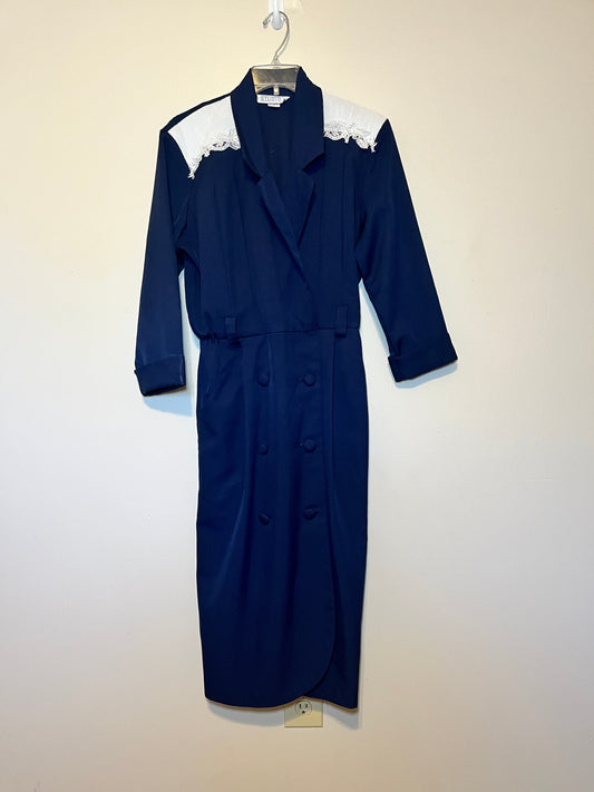 Vintage Studio C Dress Navy Blue Long Dress Size 12