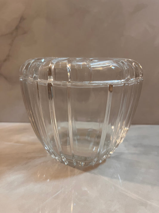 Vintage Mid Century Modern Art Deco Heavy Elegant Glass Covered Box Jar With Lid