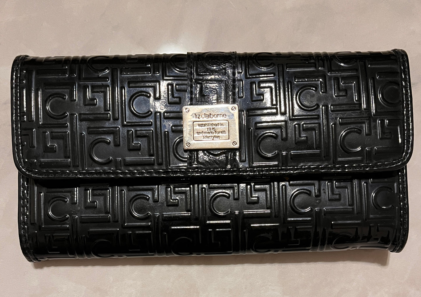 Liz Claiborne Black shiny LC logo Wallet