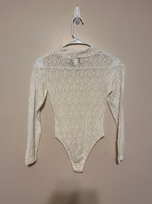 Vintage White Sheer Lace Bodysuit