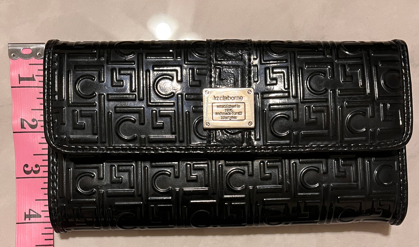 Liz Claiborne Black shiny LC logo Wallet