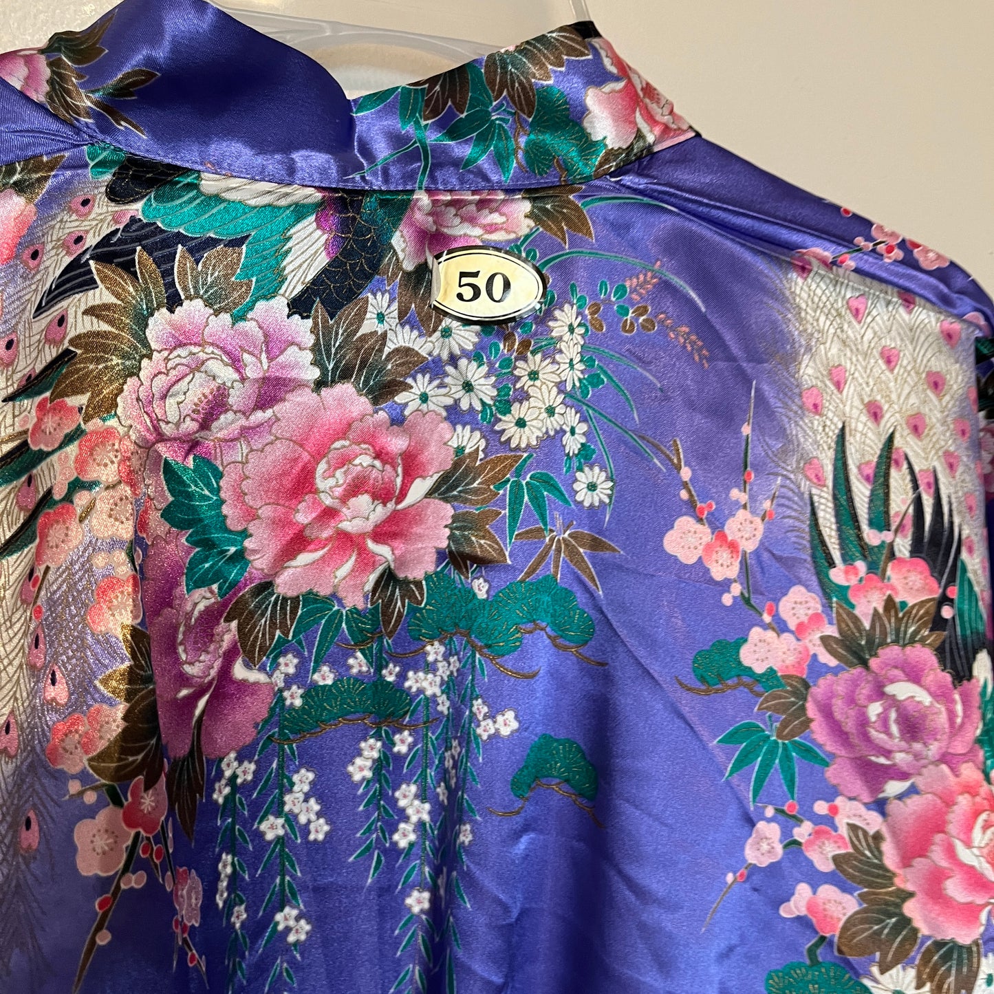 Beautiful Vintage Purple Cotton Kimono Floral All Over Print Japan 50 Authentic