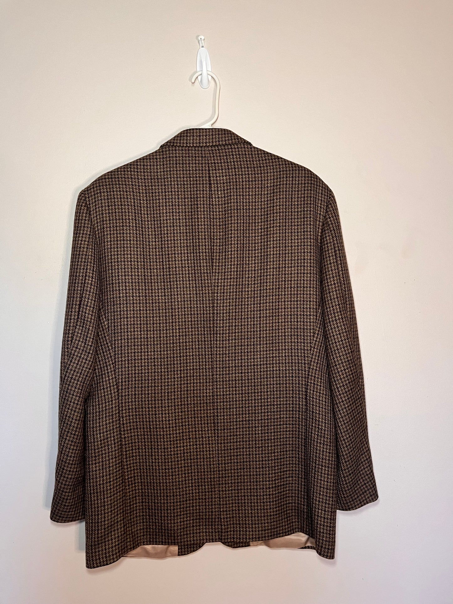 Vintage Oscar de La Renta Men’s Wool Brown Houndstooth Grandpa Blazer Sport Coat 40R