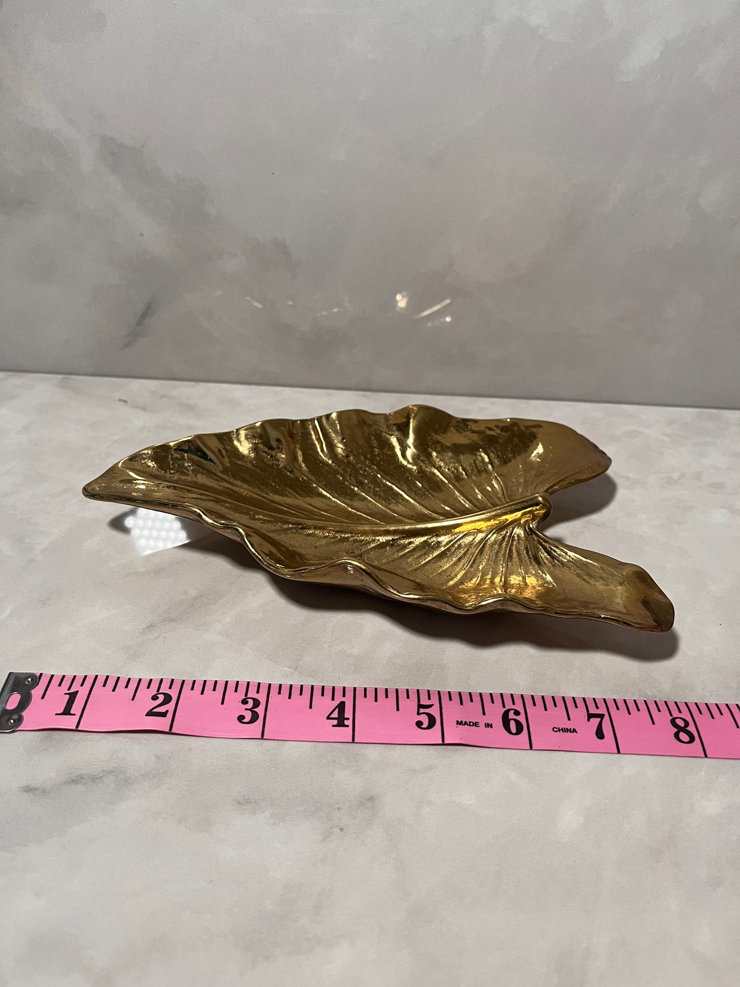 1948 Hand Cast Brass Calla Lily Leaf Jewelry Dish by Virginia Metal Crafters