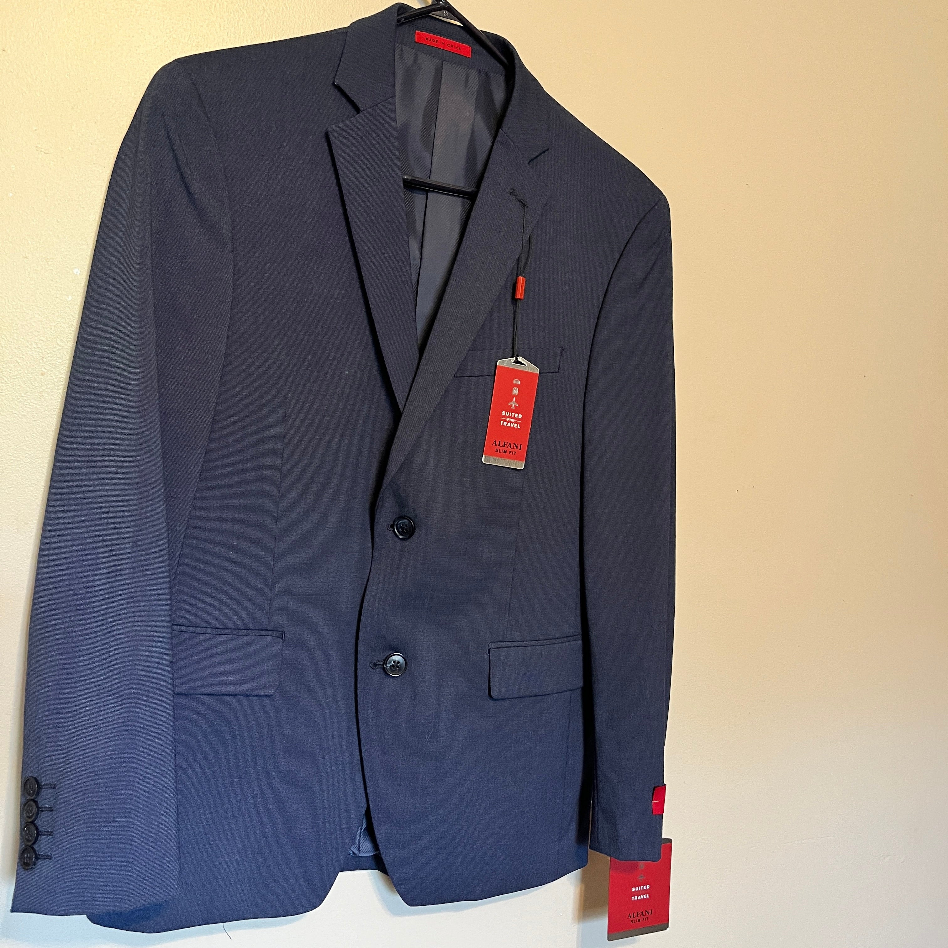 Alfani Men's Blue Stretch Performance Slim Fit Jacket Sport Coat 36S - –  Opulent Vintage