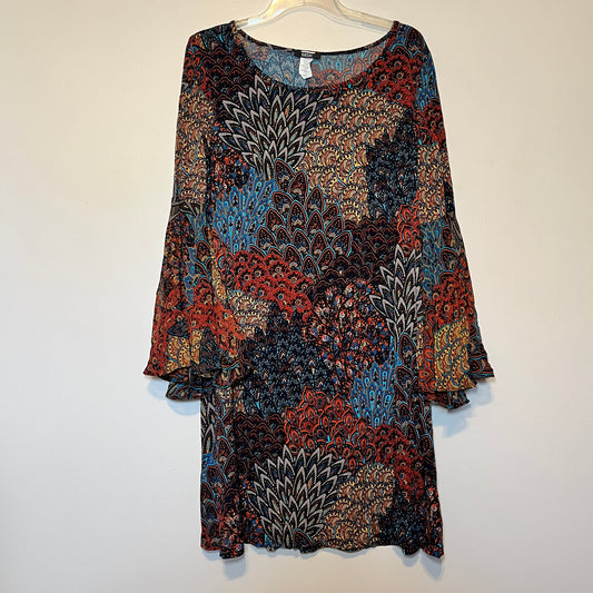 MSK Dress Women's Size 1X Multicolor Paisley Print Cold Shoulder Stretch Midi