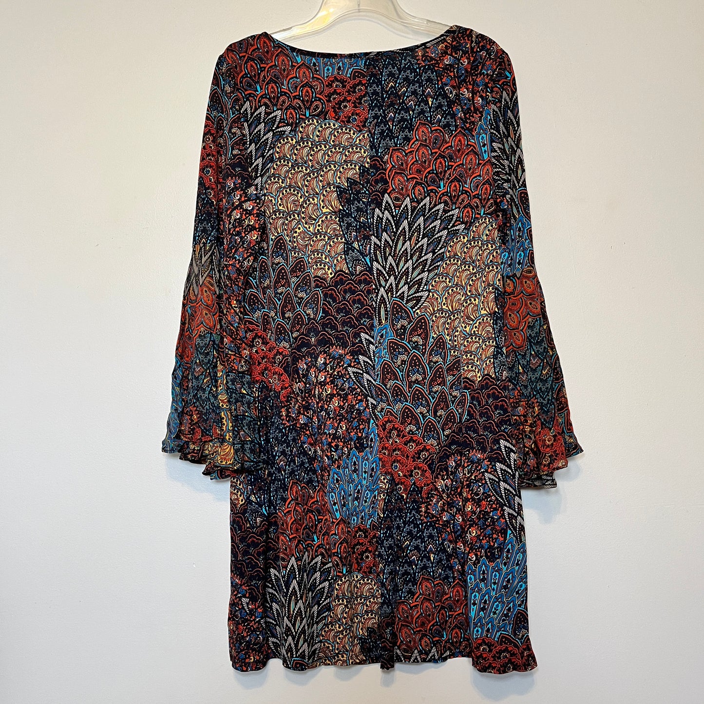 MSK Dress Women's Size 1X Multicolor Paisley Print Cold Shoulder Stretch Midi